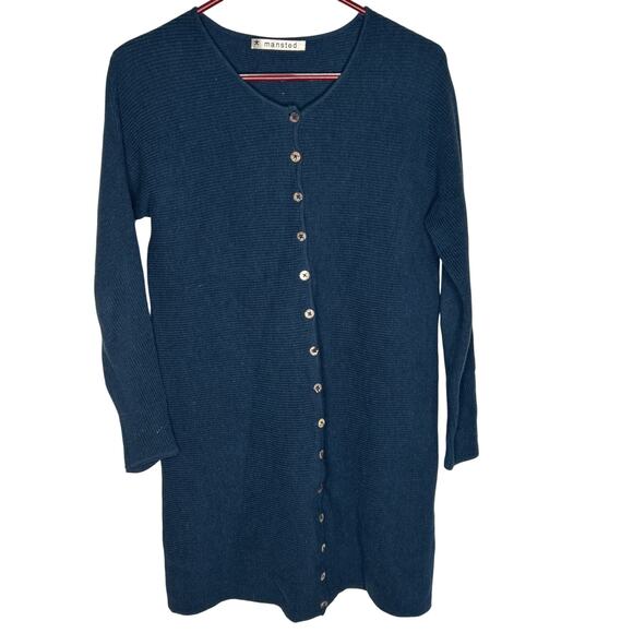 Mansted Sweater Womens Size Medium 100% Cotton Cardigan Blue - Picture 1 of 7